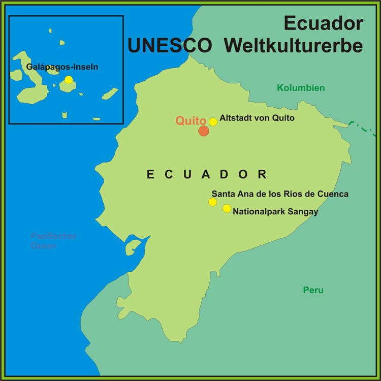 Karte des UNESCO-Weltkulturerbe in Ecuador